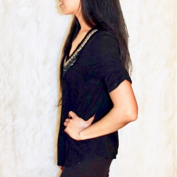 💎 Deletta Anthro jeweled beads statement tee - Picture 5 of 8